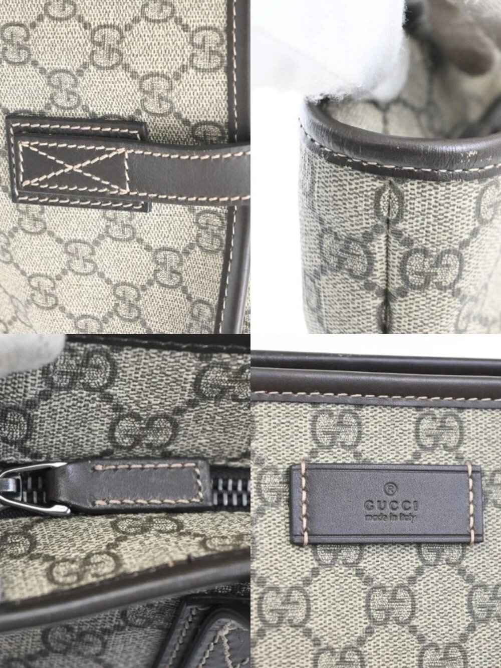 GUCCI Logo GG Pattern Hand Tote Bag Supreme Leather Brown Italy 80TA566 - Picture 9 of 15